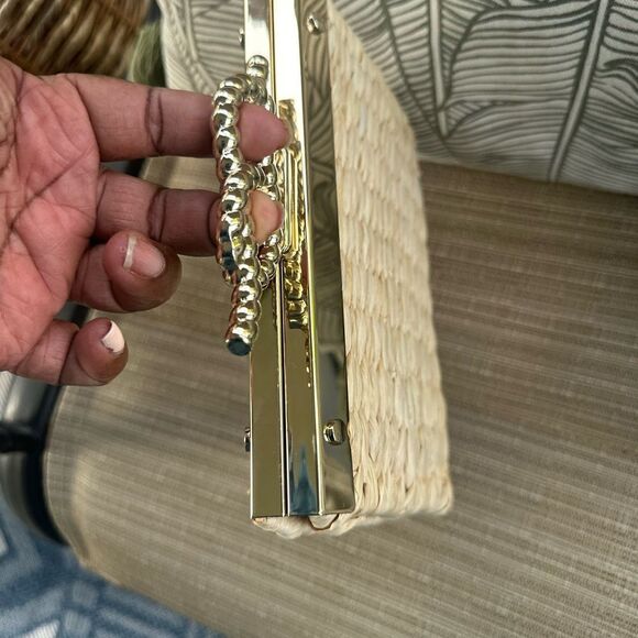 Talbots Straw Purse With Gold-tone Chain Crossbody Purse - Picture 3 of 7